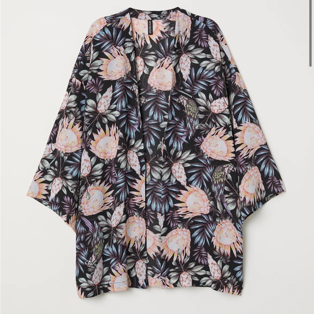 H&M Divided Tropical Floral Botanical Kimono Cardigan - Picture 10 of 10